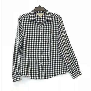 Jones NY Country Gingham Linen Blouse